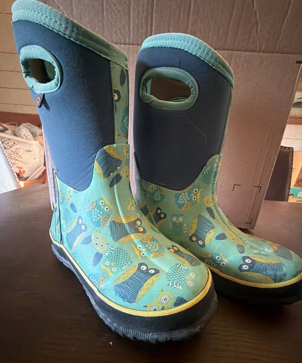 Bogs Kids Classic Owl Boots Size 1 Youth Teal Green Blue